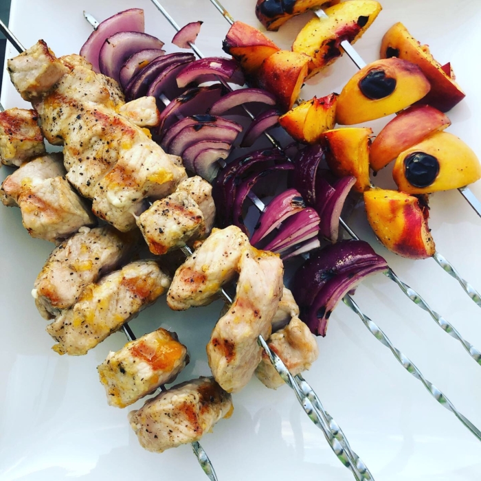 Pork and Peach Kebabs with Grilled Green Beans Recipe 193