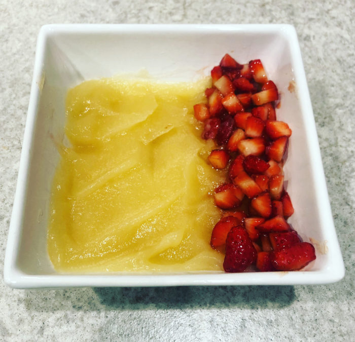 Thyme Infused Pineapple Juice Light Gel Soup With Mascaraed Strawberries – Recipe 29